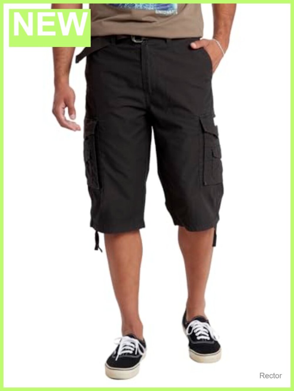 Men's Cargo Shorts Relaxed Fit 15" Inseam Cotton Belted